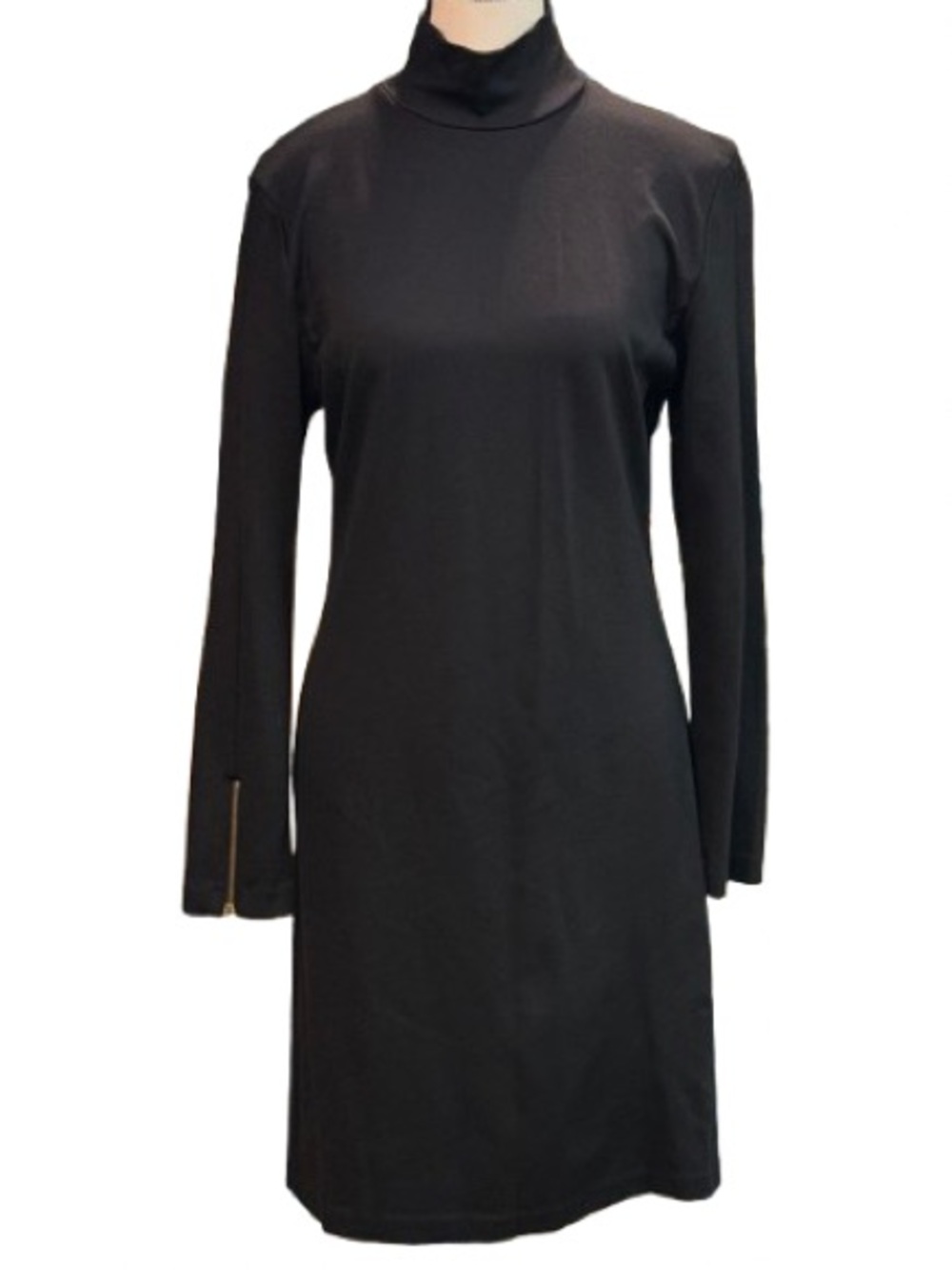 Philosophy Republic Clothing Black Turtleneck Dress Size Small Gold Zippers - Picture 2 of 7